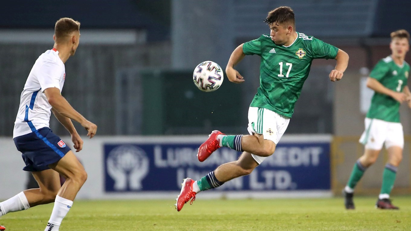 Chris Conn-Clarke (17) showing off his skills in Northern Ireland Under-21s 1-0 win over Slovakia
