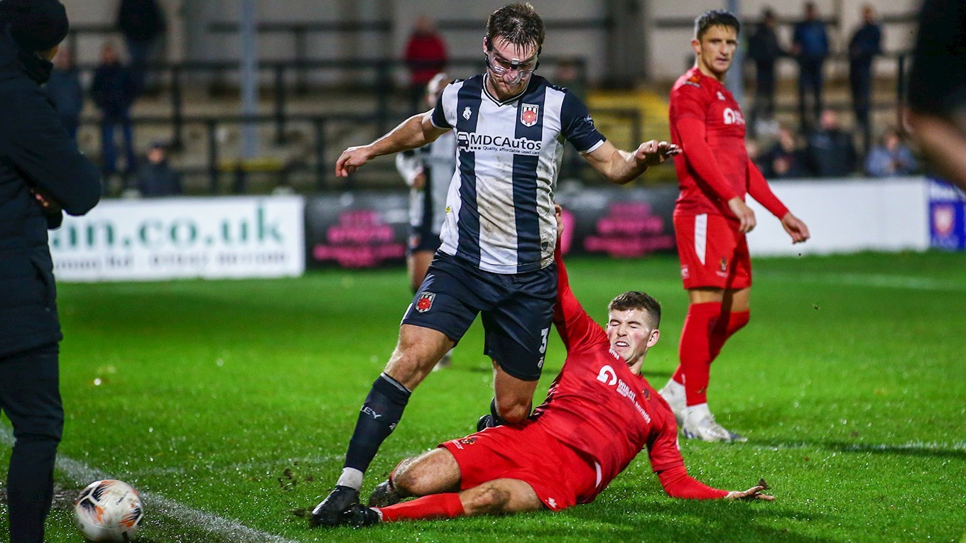 Dylan Boyle in action for Spennymoor Town whilst out on loan.