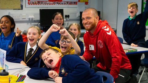 Joe Garner visits pupils in Year 6 ahead of high school transition